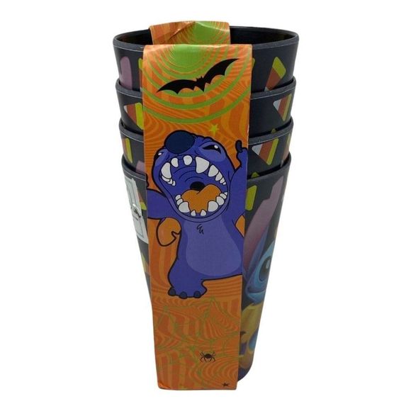 Disney Lilo & Stitch Bamboo Eco Friendly Set of 4 Halloween cups Candy Pumpkin - Picture 5 of 8